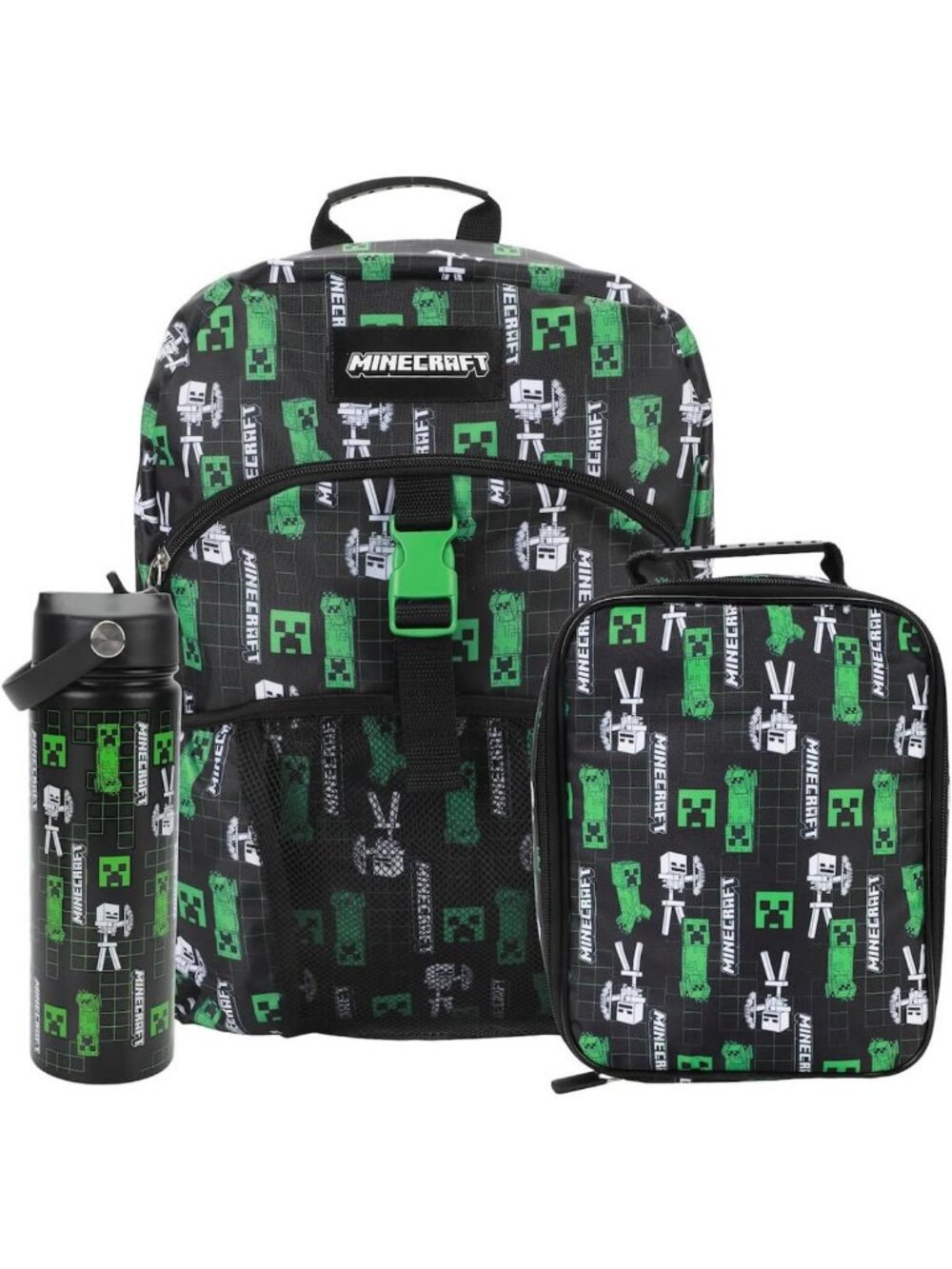 Stylish 16" Backpack & Lunch Box Set with Stainless Steel Water Bottle for